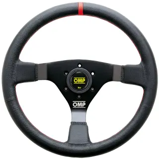 Product image of OMP 350mm WRC Steering Wheel - Black Leather with Red Stitching