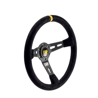 Product image of OMP 350mm RS Steering Wheel - Black Leather with Red Stitching